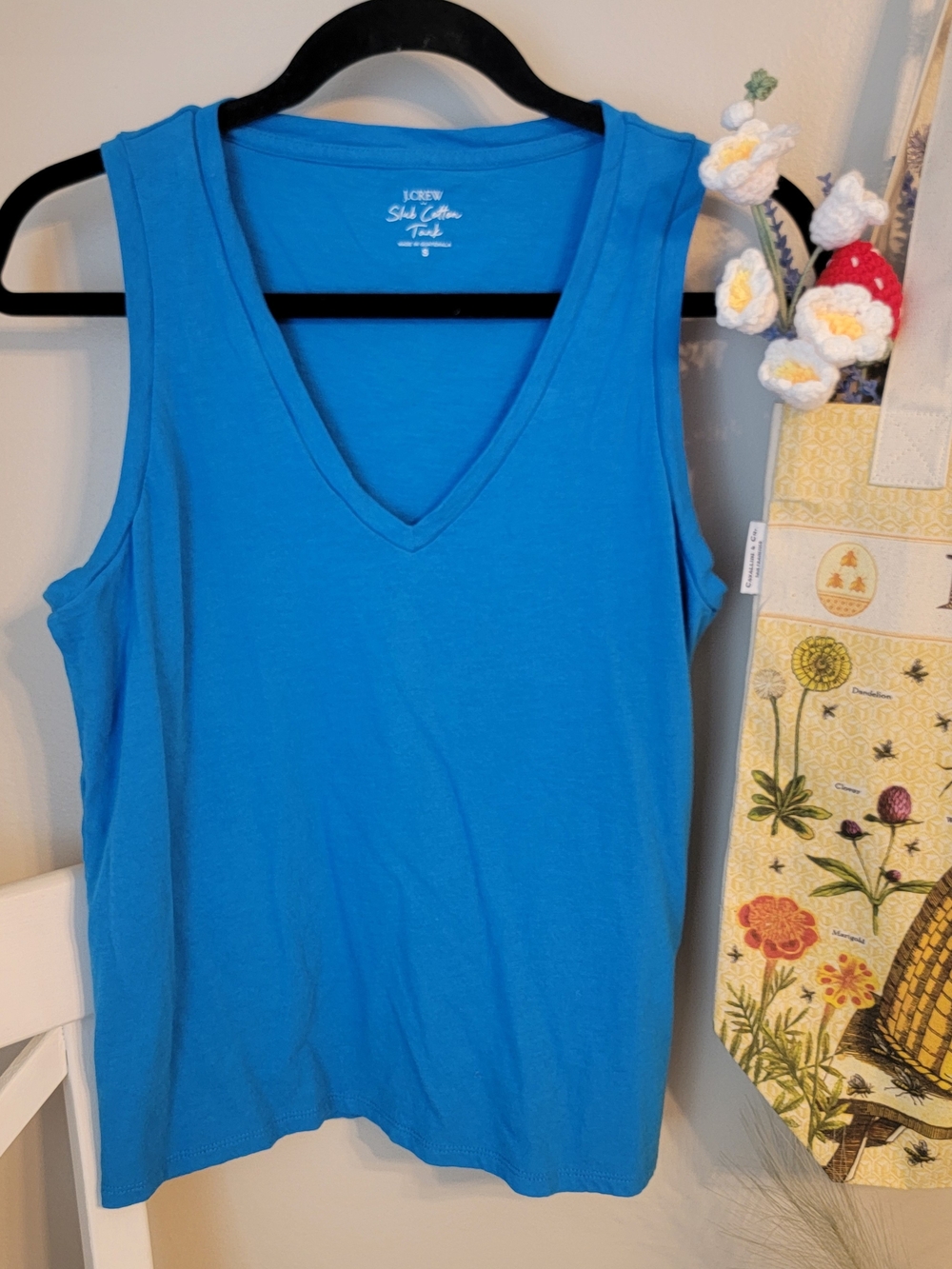 J. Crew Bright Blue V-Neck Cotton Tank